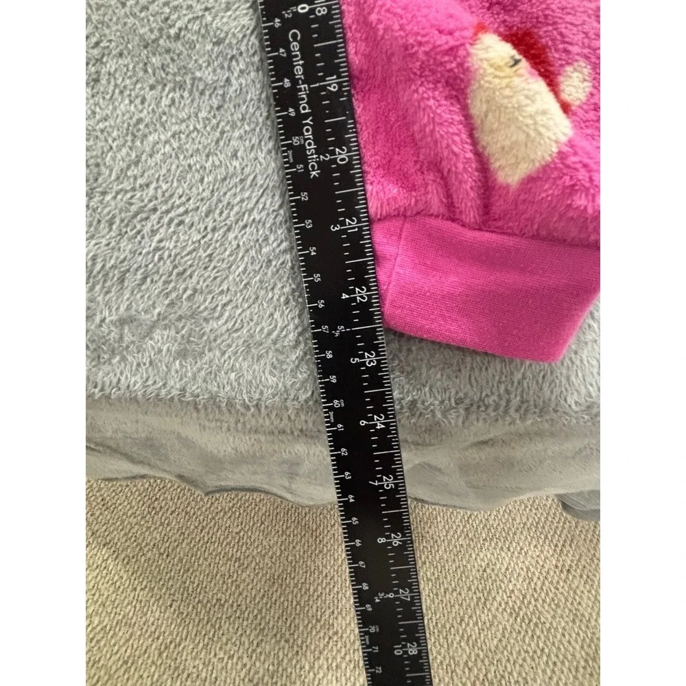 Forever 21 Kids Girls 9/10 Pink Santa Hooded One Piece‎ Pajamas Christmas Cozy